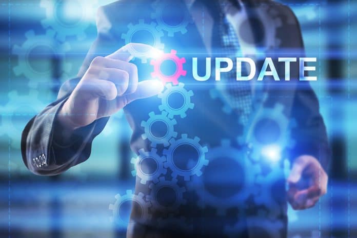 Businessman is selecting Update.
